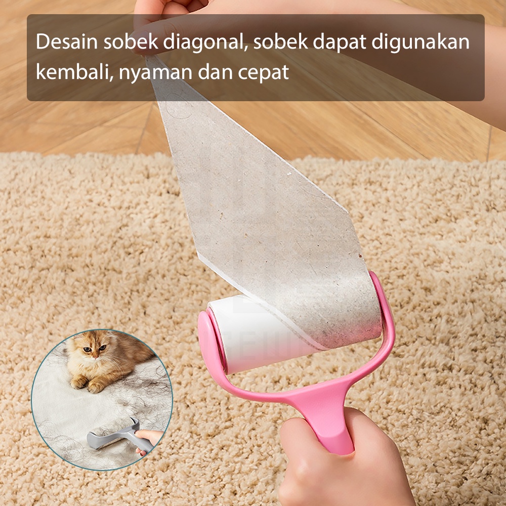 HUGO Alat Pembersih Bulu Pakaian Hewan Anjing Kucing Rol Sticky Lint Roller