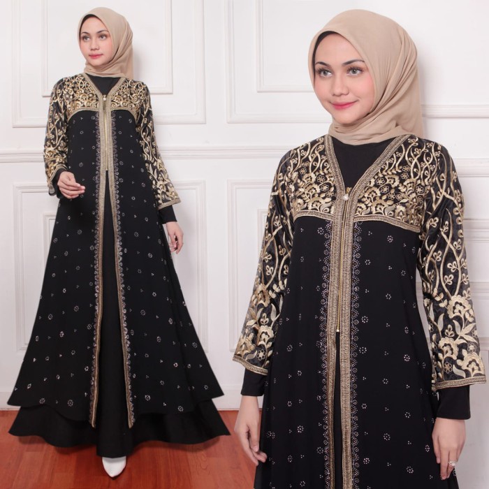 Gamis Gamis Abaya Turkey Jersy mix Ceruty Import Premiummote Terbaru 2022 - M, Hitam(U6E2) Gamis Aba