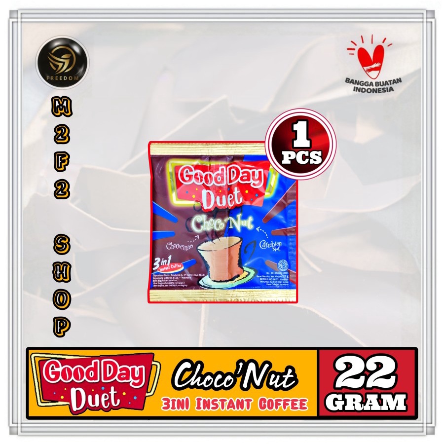 

Kopi Good Day Duet Choco Nut 3in1 Sachet - 22 gr (Kemasan Satuan)