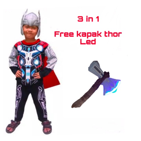 SETELAN BAJU ANAK THOR FREE KAPAK STROMBREAKER 3 IN 1 KE283