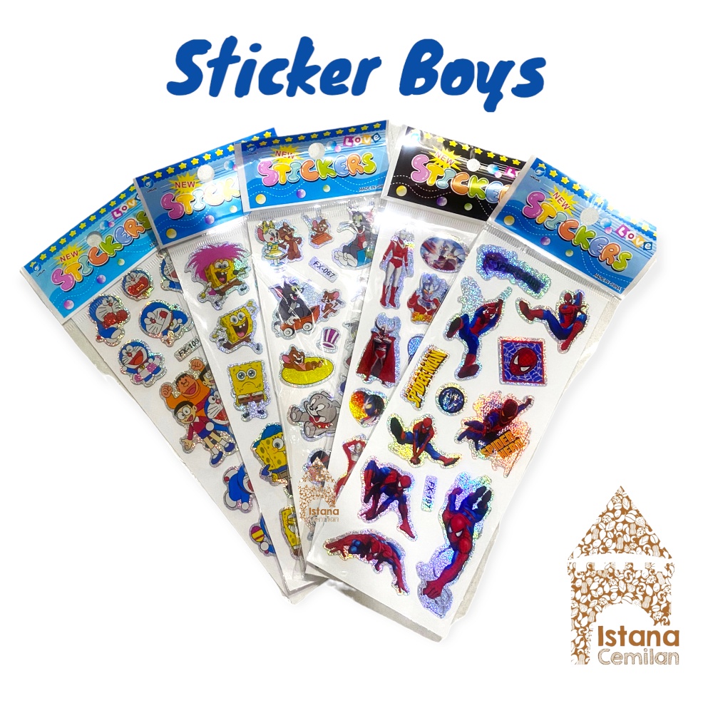 Sticker Girl / Boy Stiker Motif Gambar Kartun Anak Perempuan / Laki Random