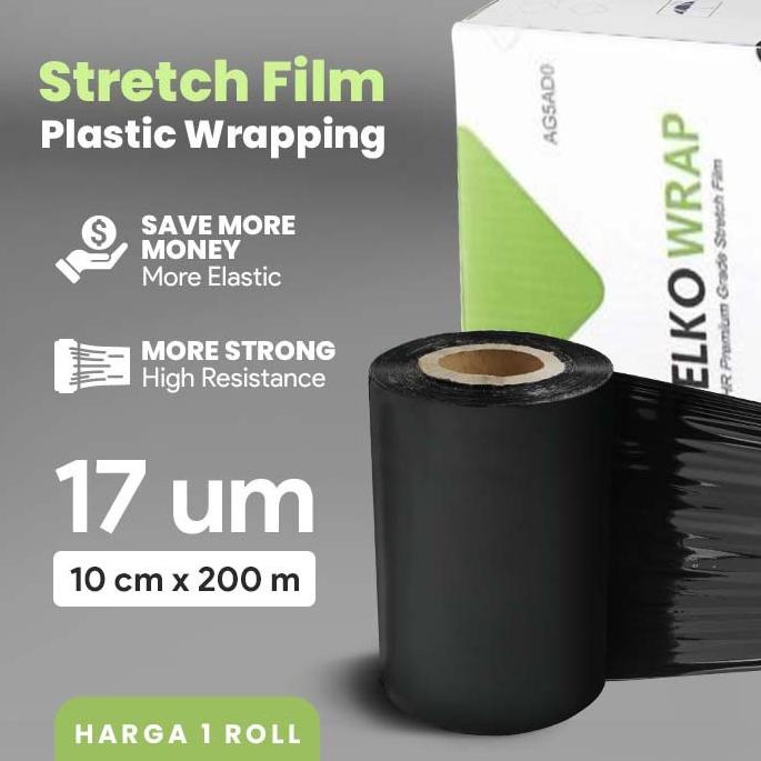

㊜ TERMURAH - Plastik Wrapping, STRETCH FILM 10 CM BLACK TREND KEKINIAN 78P