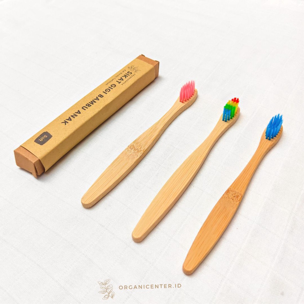 Sikat Gigi Bambu Anak Kids Bamboo Toothbrush Kayu Ramah Lingkungan Eco Friendly Lembut Soft Warna Warni Rainbow Zero Waste
