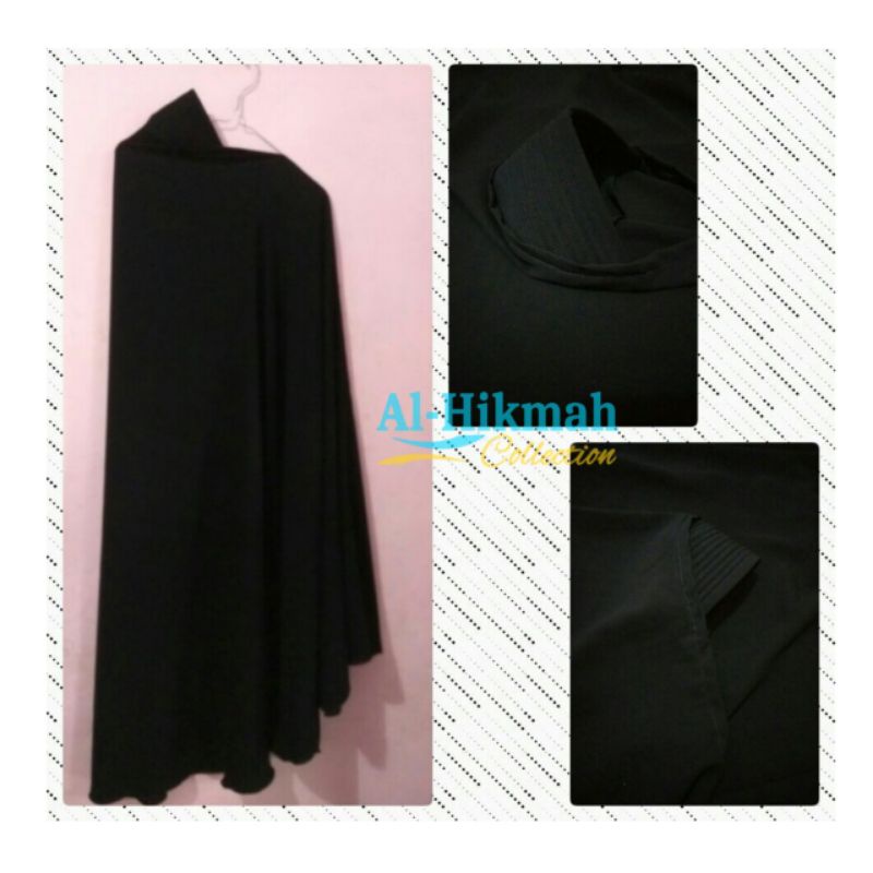 Jilbab Instan Jumbo Jetblack tanpa Cadar