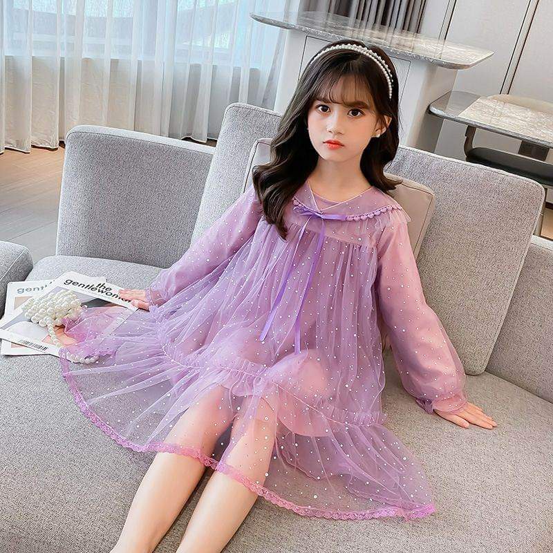 Dress Anak Perempuan PREMIUM Renda Shiney Polkadot