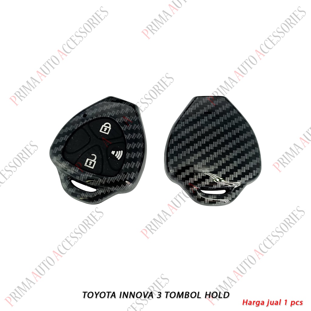 Casing Kunci Remote Mobil Carbon Fiber - Toyota Innova 3 Tombol Hold