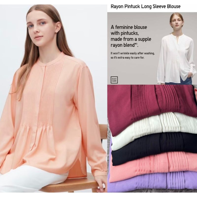 Uniqlo cotton pleated blouse