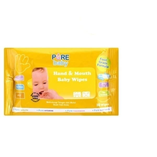 Pure Baby Hand &amp; Mouth Baby Wipes Orange 10`S / Tissue Basah