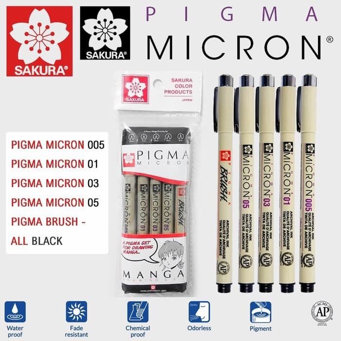 

Terlaris Sakura Pigma Micron Drawing Pen Set 5 Manga