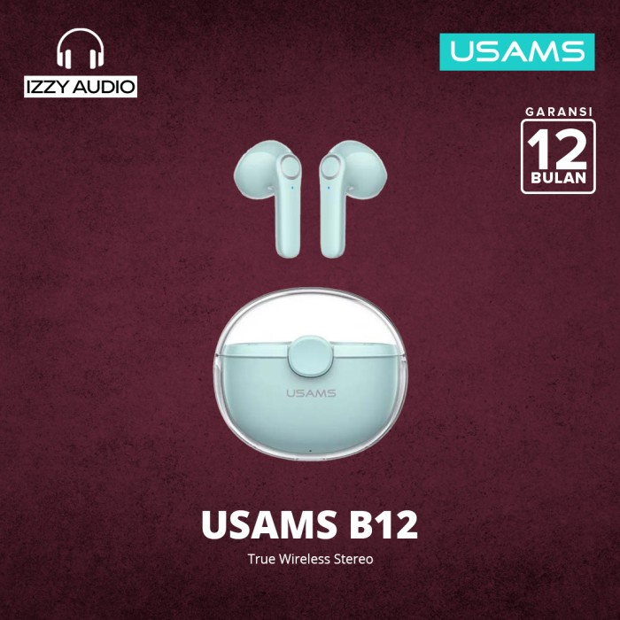 USAMS Original True Wireless Bluetooth Earphone TWS BU12 Stereo earphones Bass headset Sport gaming headphone type c macaron - Green