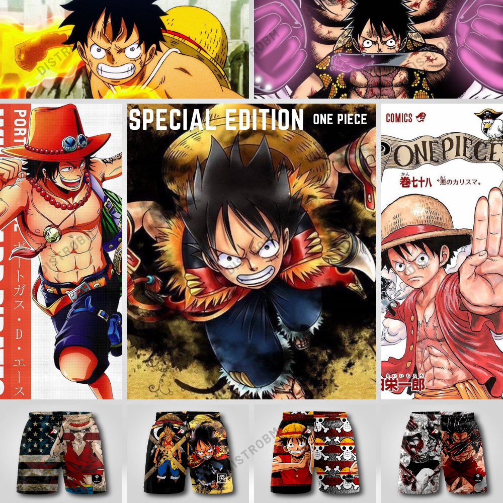 CELANA BOXER PRIA WANITA MOTIF ANIME ONE PIECE LUTFY | CELANA PENDEK KOLOR BOKSER PSYCHO - CAT01