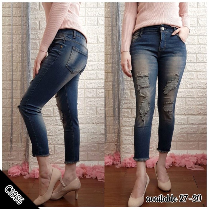 

Terlaris C1956 Celana Ripped Jeans Panjang Wanita Murah