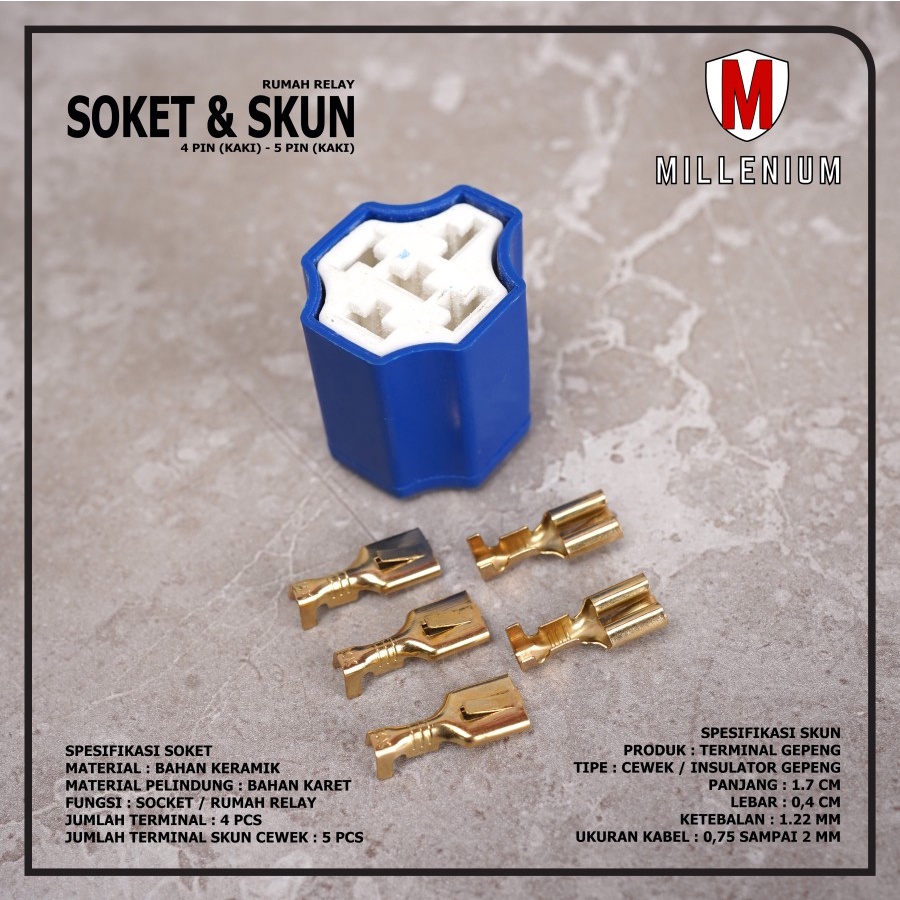 Soket Relay | Socket Relay | Rumah Relay | 4 Kaki / 5 Kaki + Terminal Skun Gepeng Cewek