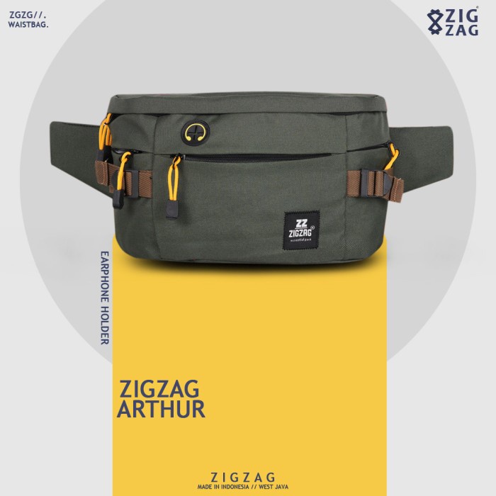 Best Seller Tas Waistbag Pria Zigzag Arthur - Tas Pinggang Pria Wanita - Green