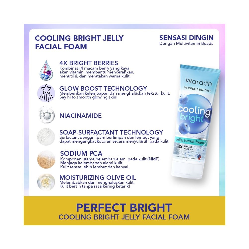 MFI -  Perfect Bright Cooling Bright Jelly Facial Foam 100 ml By Wardah | Ready Stock