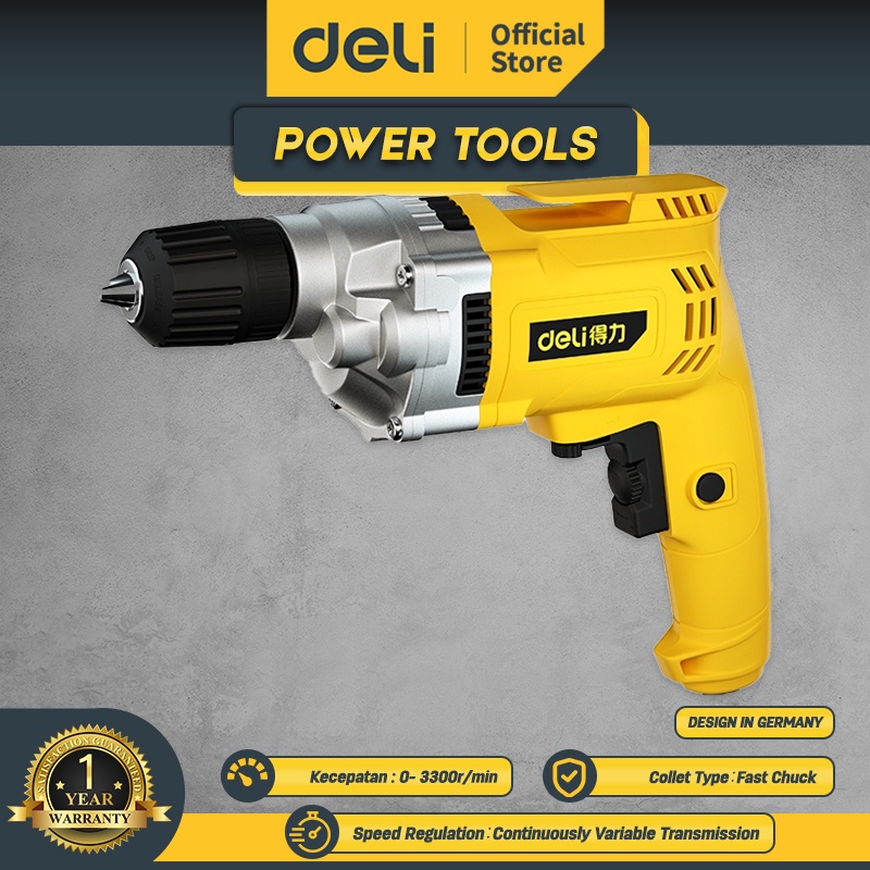 Deli Hand Electric Drill 220V / Mesin Bor Listrik 10MM/500W DL601500