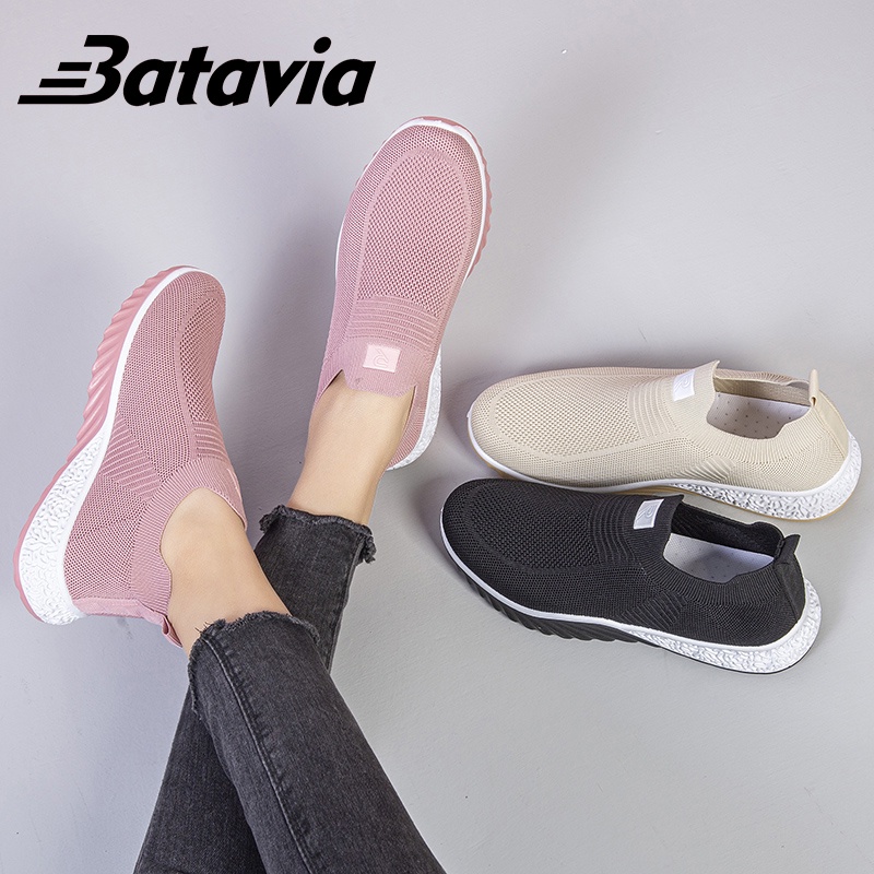 （COD）Batavia Baru Sepatu Wanita Sneakers Bernapas Tipis Kasual Mesh Rajutan Sepatu Wanita Sepatu Lari A121