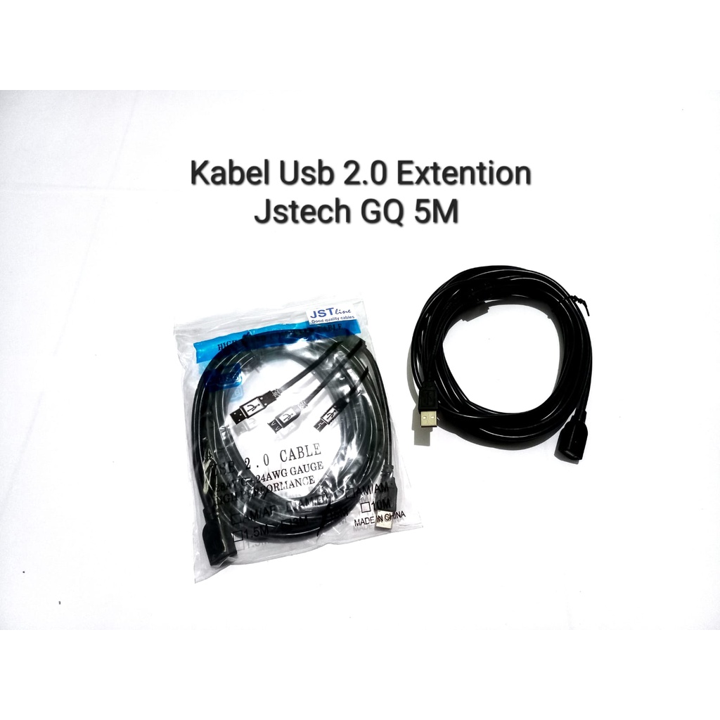 KABEL USB EXTENTION 2.0 JSTECH BLACK GOOD QLTY 5M