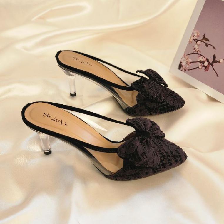 STOK TERBATAS Arlaine- Imelda High Heels Wanita / Sepatu Heels Wanita / Heels Brukat Kaca / Heels 7c