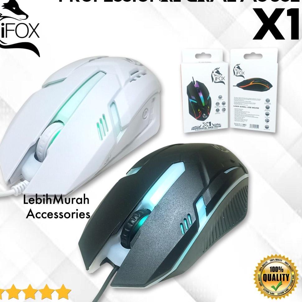 PROMO Mouse Kabel Gaming X1 IFOX LED Cable Mouse Game RGB Colorful 7 LED light 9RS BY MINIGO