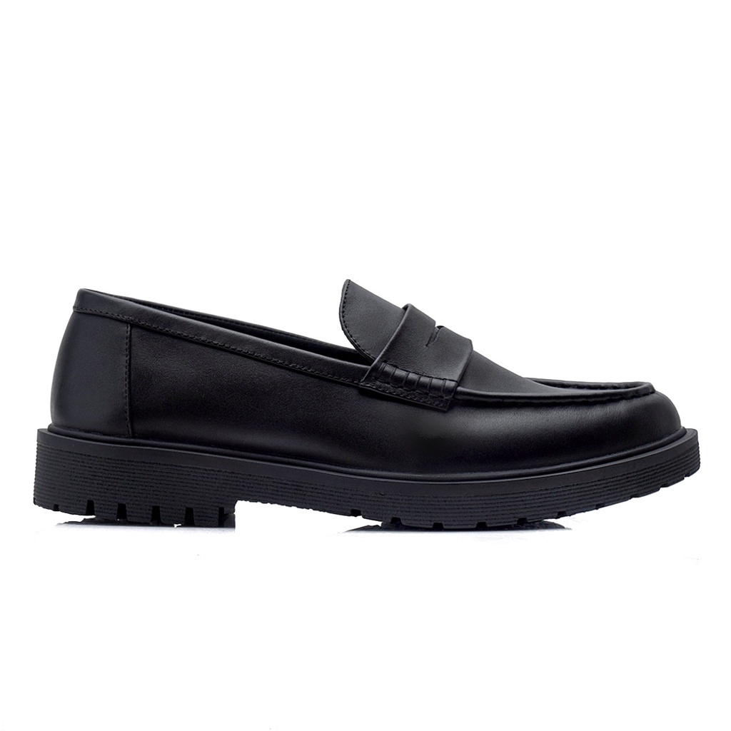 Karn Black  | Sepatu Loafers Kulit Asli Casual Matte Vintage Klasik Pria Cowok Slip On Original | FORIND x Kenzios