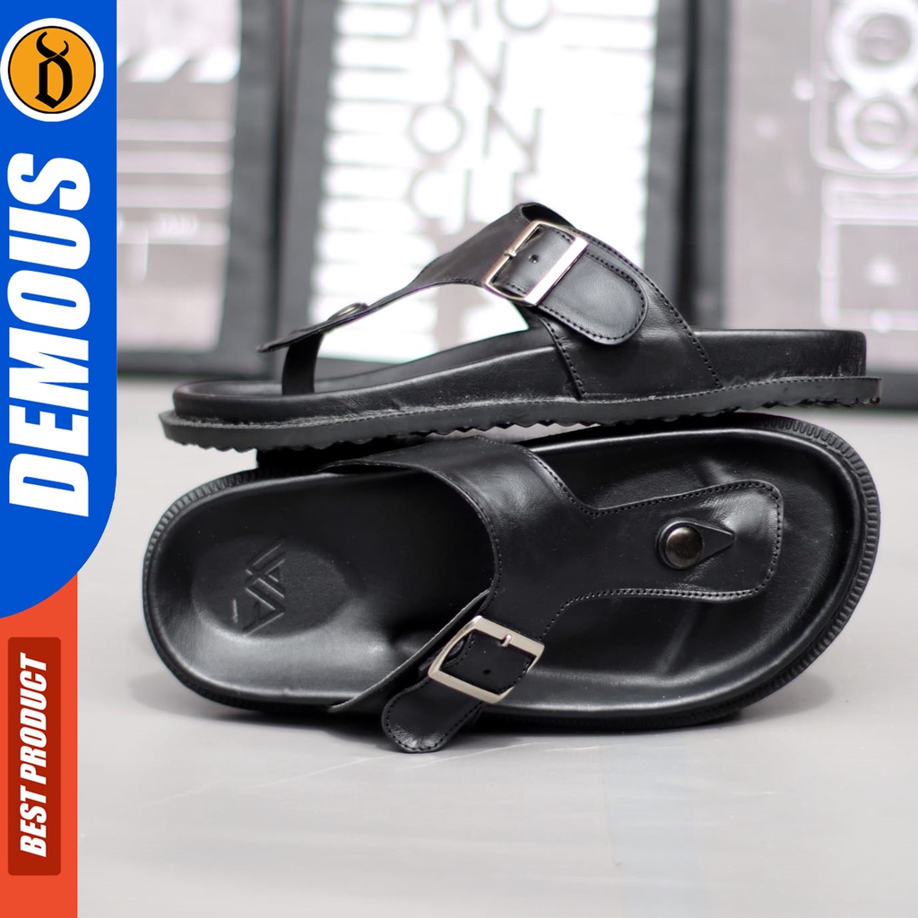 DEMOUS Haka - Sandal Casual Pria Sendal Slop Kulit Asli