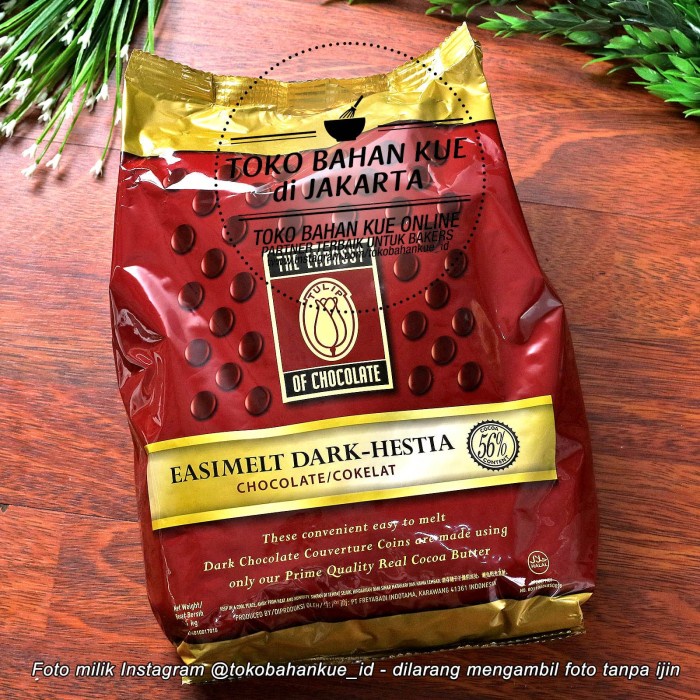 

Chocolate Couverture Dark Hestia Easy Melt Tulip Cokelat kancing 500gr