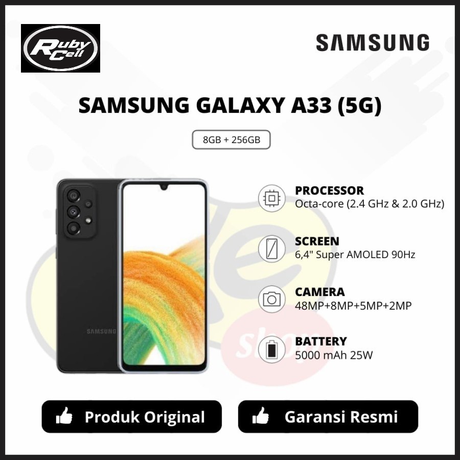 Samsung Galaxy A33 5G Ram 8/128 Gb - Samsung Galaxy A33 5G Ram 8/256 Gb - Samsung Galaxy A33 5G 8/128 - Samsung Galaxy A33 8/256 Free Adapter 25 Watt