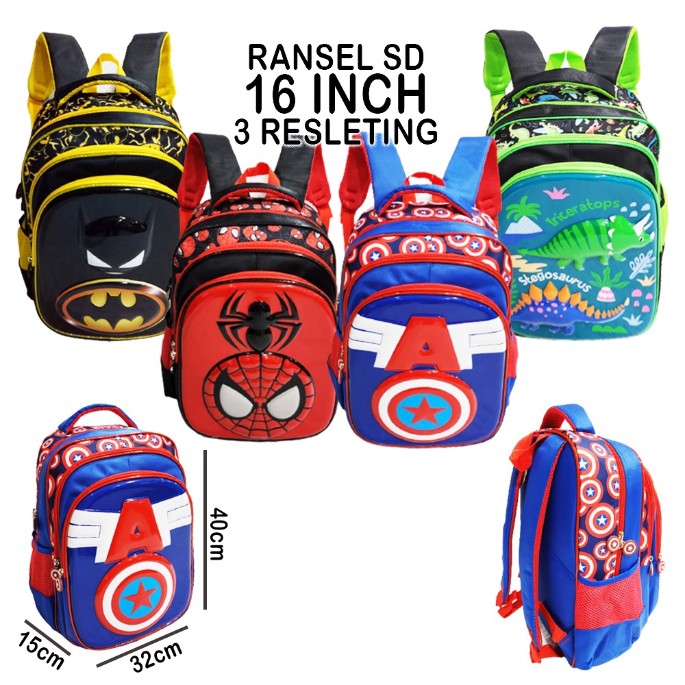 SALE 10.10 TERMURAH Tas Ransel Sekolah SD Anak Laki - Laki  Motif 6D Timbul IMPORT