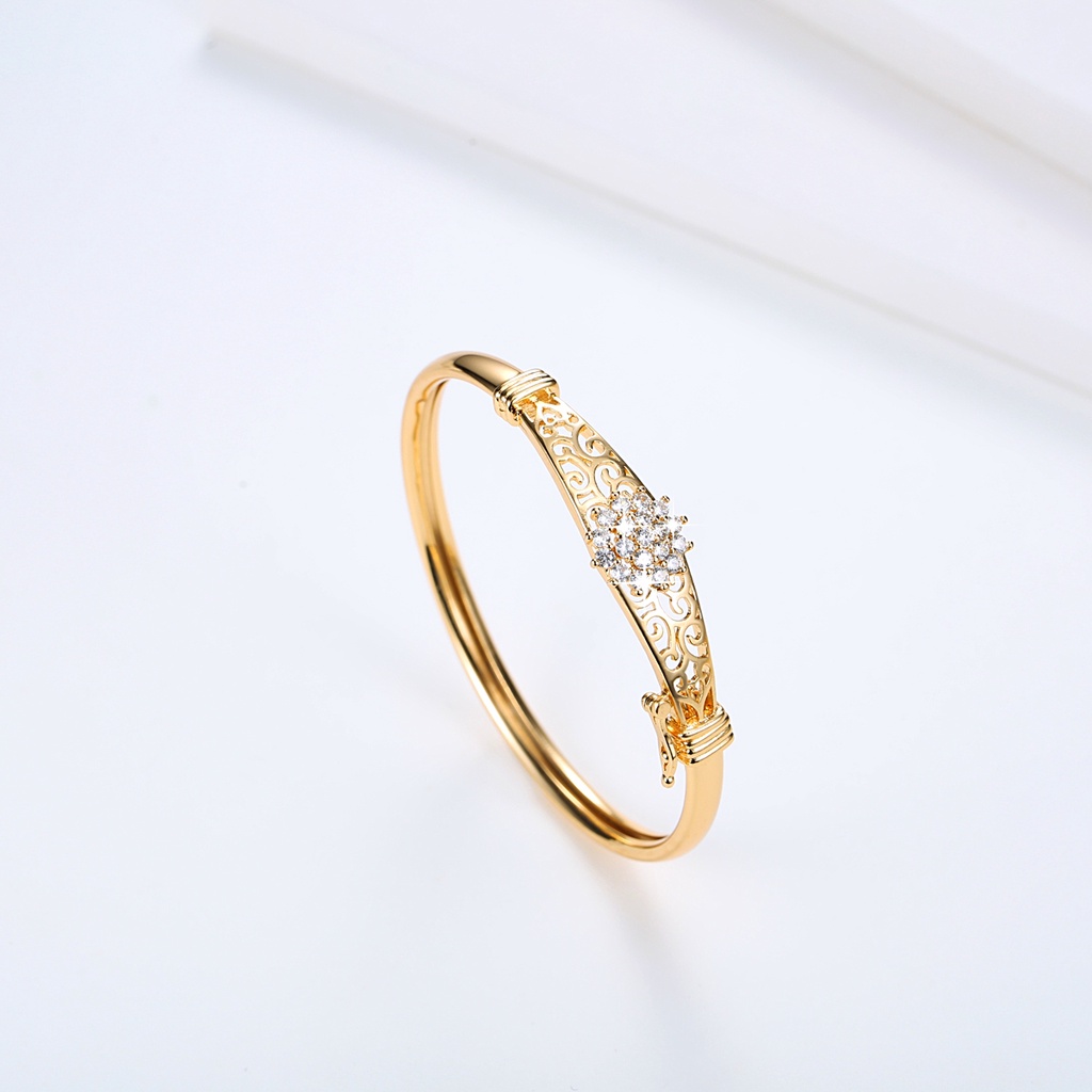 Y484【COD】Gelang Bangle Perak Wanita Diamond Titanium Premium Lapis 18K Anti Karat Berlian Korea Untuk Wanita Perhiasan perak