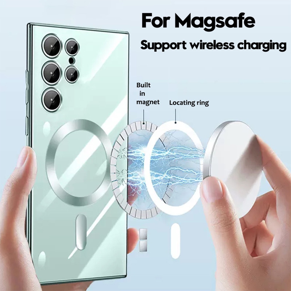 Soft Case Magnetik Support Magsafe Wireless Charging Phone Case Silikon With Ring Lensa Kamera Untuk Samsung Galaxy S23 Samsung S23 Plus Samsung S23 Ultra Samsung S23 Fe