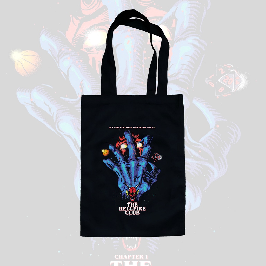 Tas Tote Bag Resleting Kanvas/Blacu  - Stranger Things 4 - 04