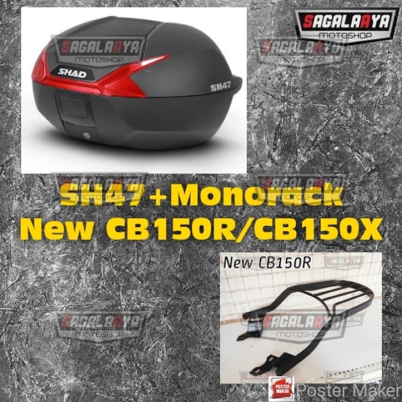 Paket Box Shad 47 SH47 Monorack NCB New CB150R CB150X CB150 Gp sport Bracket box motor statis