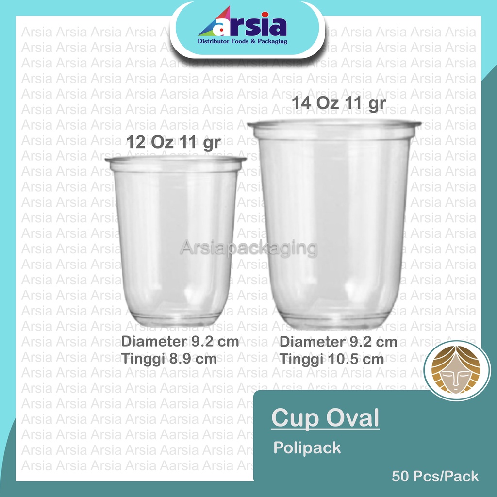 Cup Oval/Cup Plastik- 8 Oz/12 Oz/14 Oz - POLIPACK (arsiapackaging)