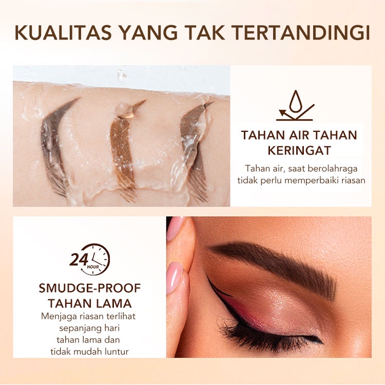 2-in-1 Eyebrow Cream &amp; eyebrow brush pomade kosmetik alis Waterproof smudge-proof high pigment lasting Multi-uses