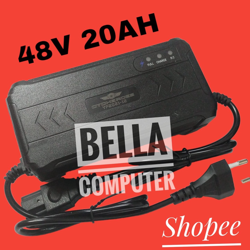 CARGER CASAN AKI ACCU 48V 190W Charger Baterai Aki Motor Skuter Elektrik 48 V 20 AH - YF2021-12/Pengisi daya baterai aki motor ini dapat menghasilkan daya 48 V 20 AH