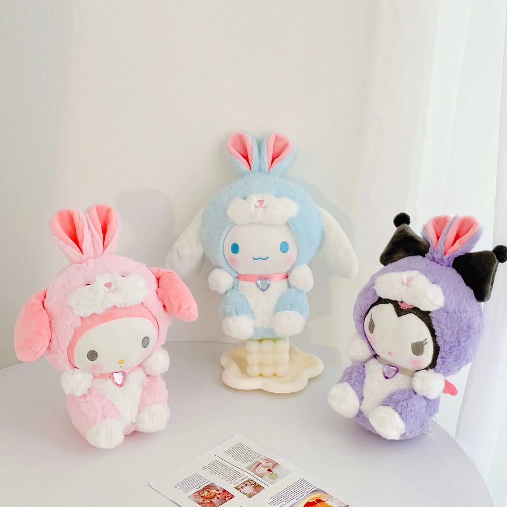 MAINAN BONEKA CINNAMOROLL MELODY KUROMI KOSTUM KELINCI RABBIT BUNNY PLUSH