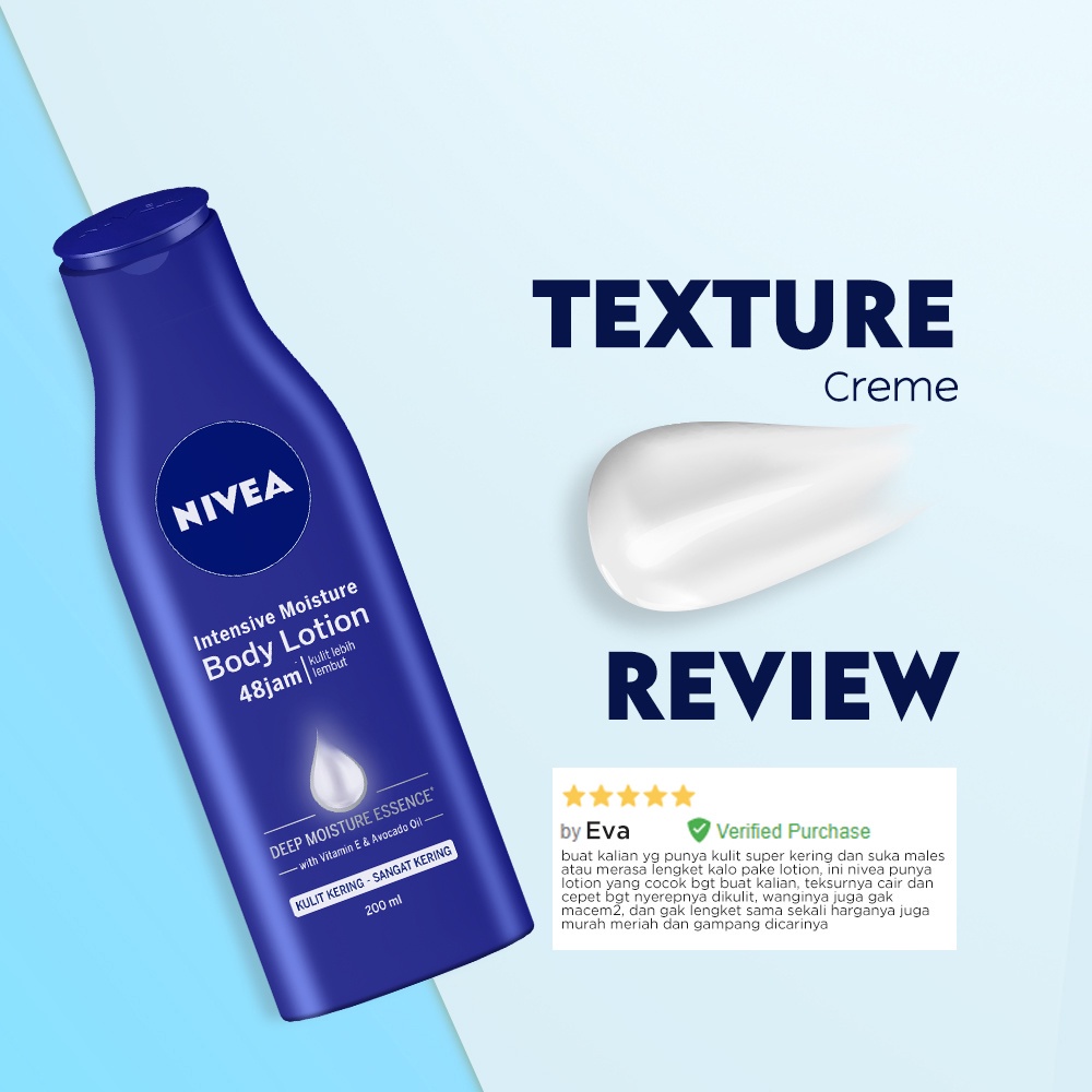 NIVEA INTENSIVE MOISTURE BODY LOTION [ 190 ML ] BODY CARE PERAWATAN TUBUH KULIT CERAH LEMBUT DEEP MOISTURE ESSENCE DENGEN VITAMIN E AVOCADO OIL UNTUK KULIT SANGAT KERING 200