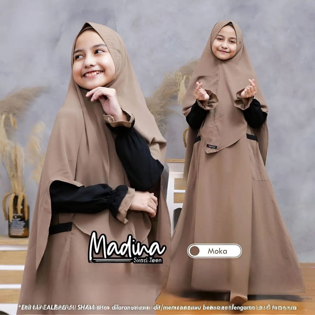 Baju Gamis Anak Tanggung Kekinian Madina Set Syar'i Syar'i Kids And Teen Gamis Khimar Free Masker Anak Usia 9 10 11 12 Tahun Dress Crinkle Anak Perempuan Gamis Muslimah Anak Cewek Tanggung