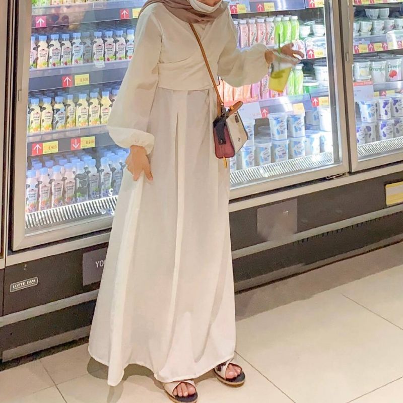 BAJU DRESS CRINCLE AIRFLOW ALETHA DRESS TERBARU REMAJA DRESS GAMIS PUTIH POLOS GAMIS VIRAL BAJU GAMIS WANITA