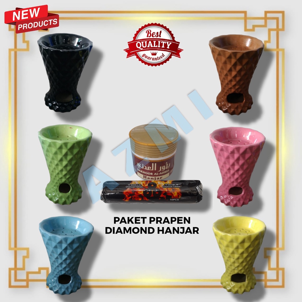 Paket Hemat Bakaran Dupa Keramik Diamond Buhur Al Adnee + Arang Briket