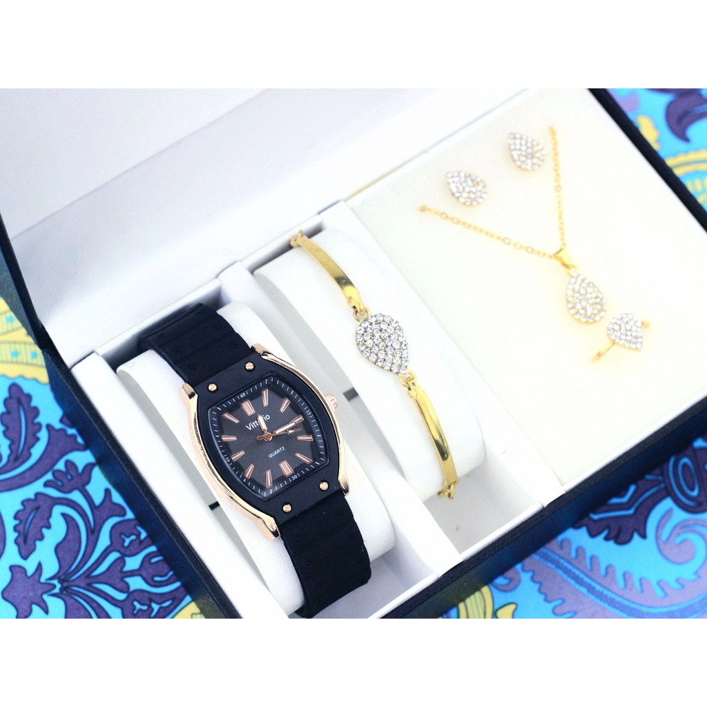 Jam Tangan Wanita Fashion W3600K Tali Rubber Free Aksesoris Box &amp; Baterai Cadangan