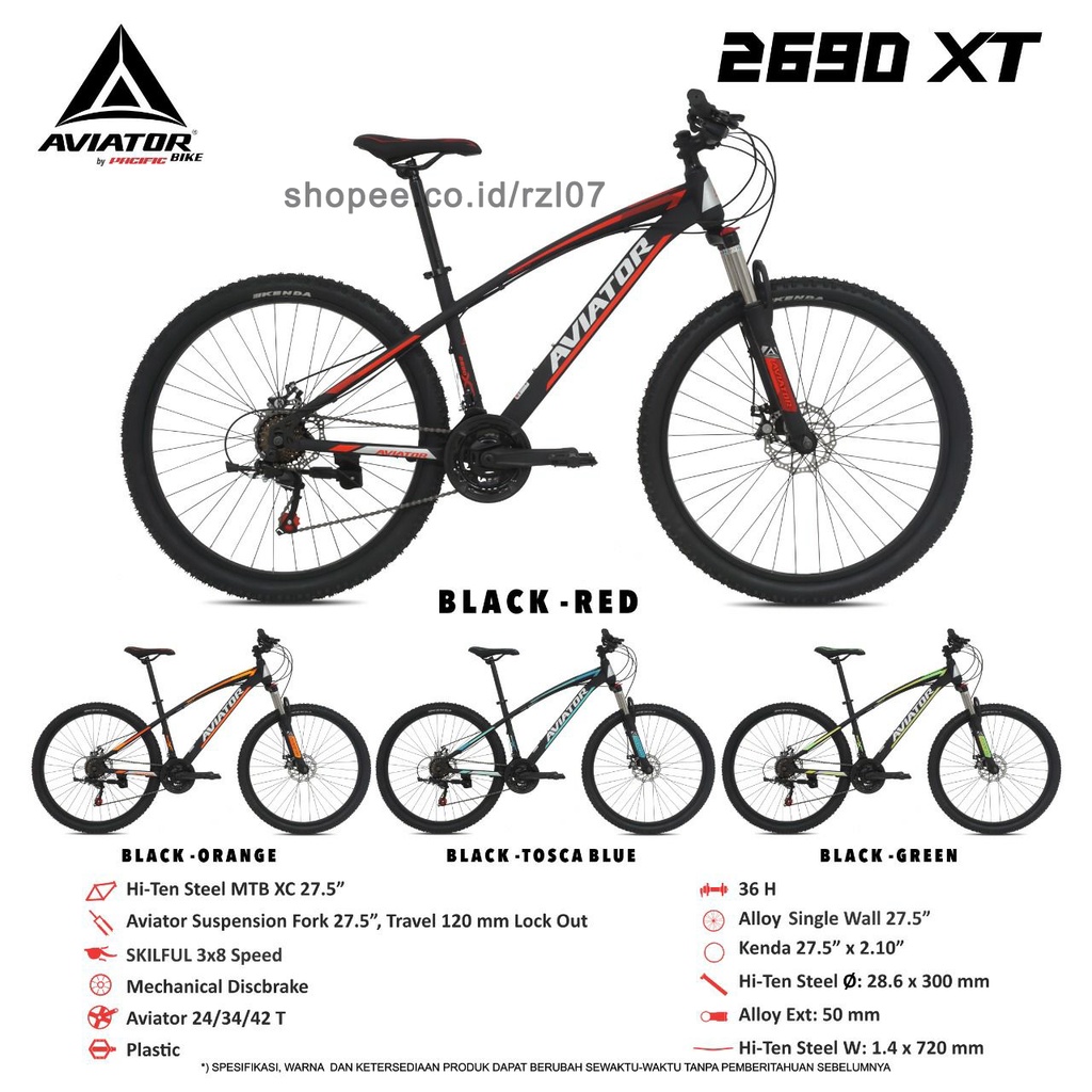 MTB 27.5 Aviator 2690 XT by Pacific 3x8 24 speed  sepeda gunung