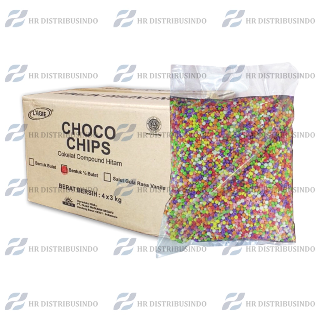 

Coklat Chips warna / LAGIE Choco Chips Rainbow Warna Warni 3 Kg