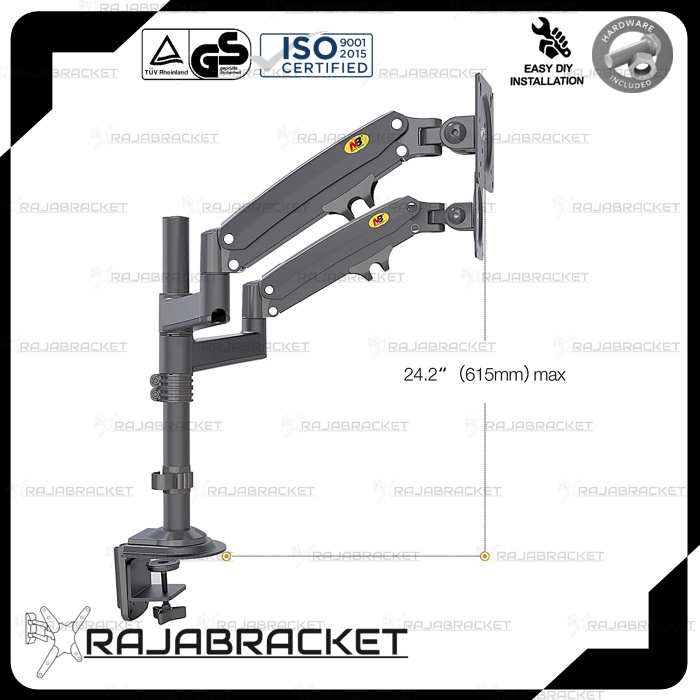 Bracket Monitor 17 19 22 24 27 inch, Bracket Dual Monitor Meja Full Motions Gas Spring Dual Arm Monitor