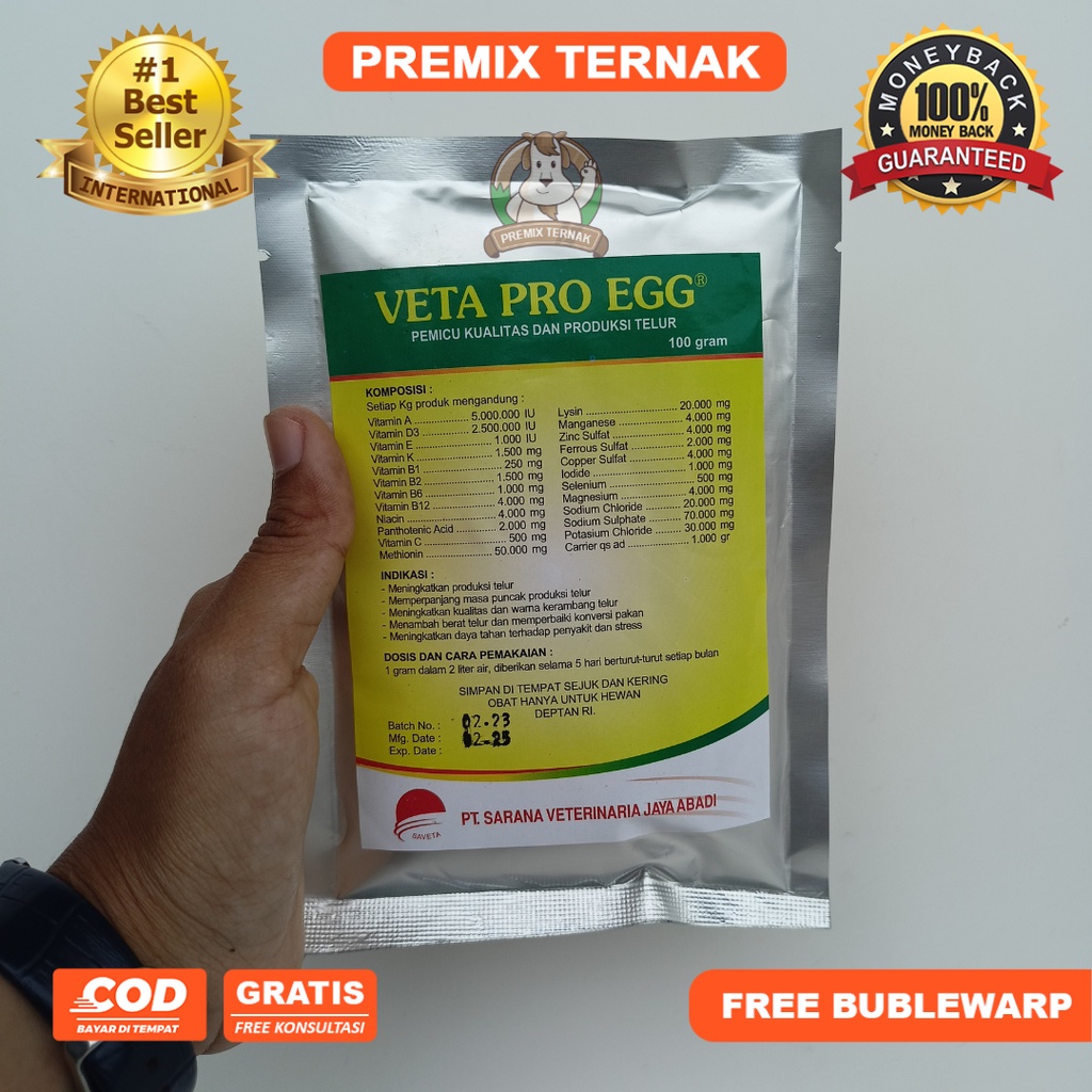 VETA PRO EGG 100gr - Vitamin Pemacu produksi dan kualitas telur - vitamin ayam petelur - vitamin bebek petelur - vitamin puyuh petelur