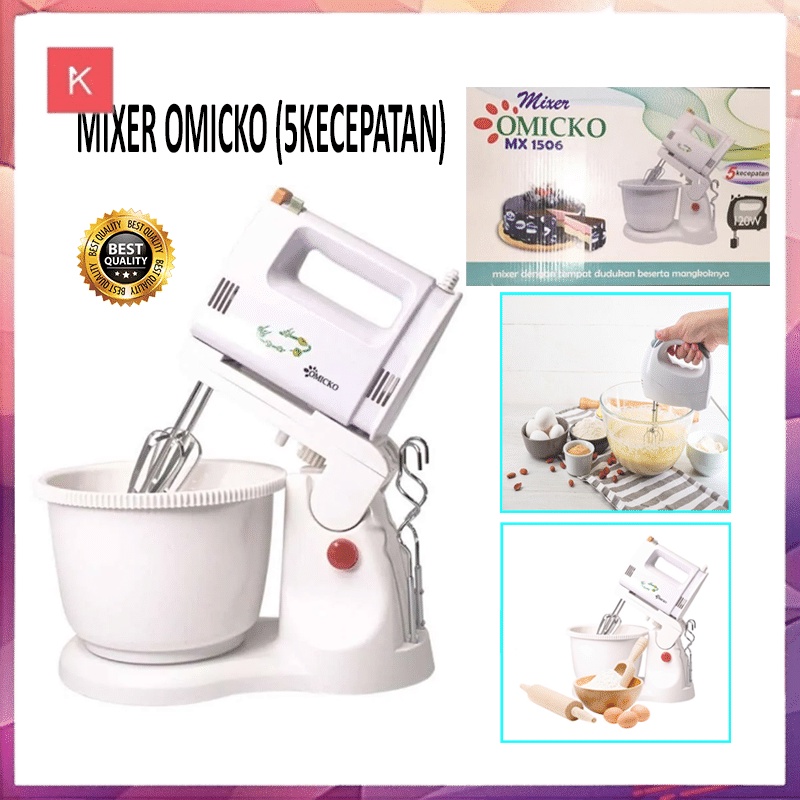 ANG MIXER OMICKO MX1506 STANDING 5 KECEPATAN / MIXER COLOKAN LISTRIK ALAT PENGADUK KUE SET MANGKOK