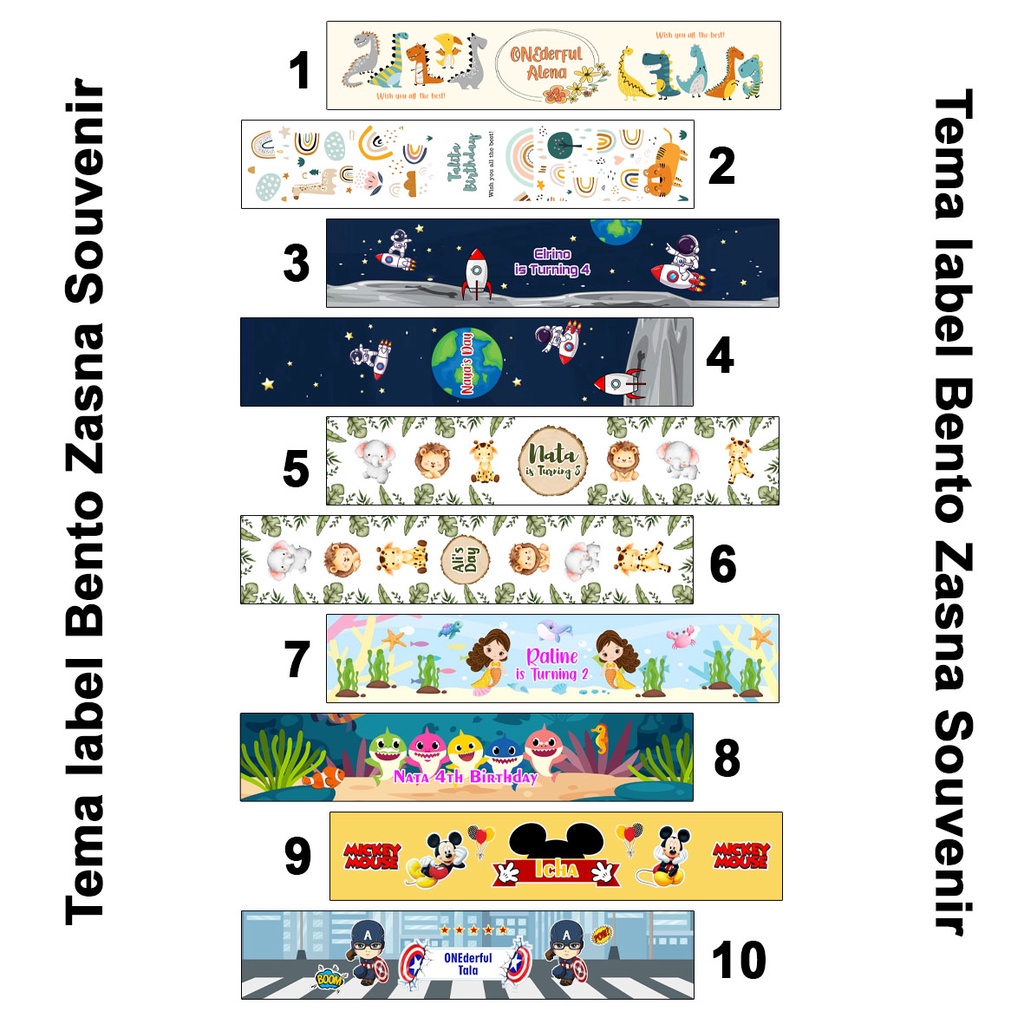 LABEL BENTO ULANG TAHUN/NASI BOX/KOTAK MAKAN/ULTAH/CUSTOM/FREE DESAIN