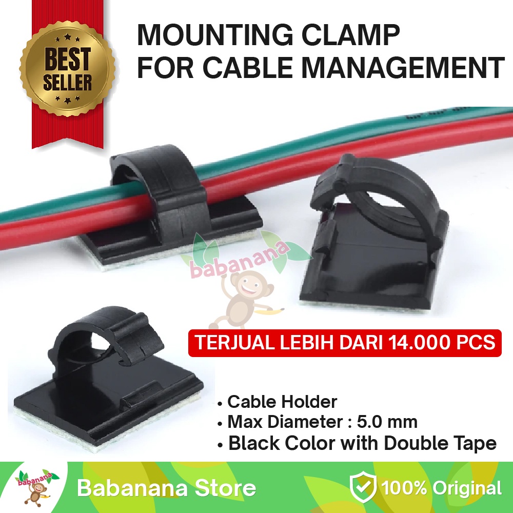 Cable clip organizer perapih kabel holder pengikat tempel meja hitam