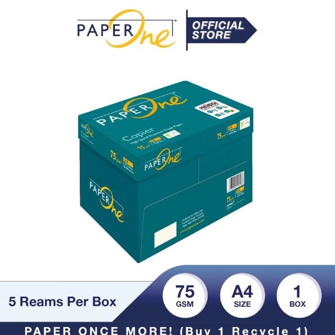 

PaperOne Kertas A4 75gr Copier 1 Box (2500 lembar) Kertas HVS